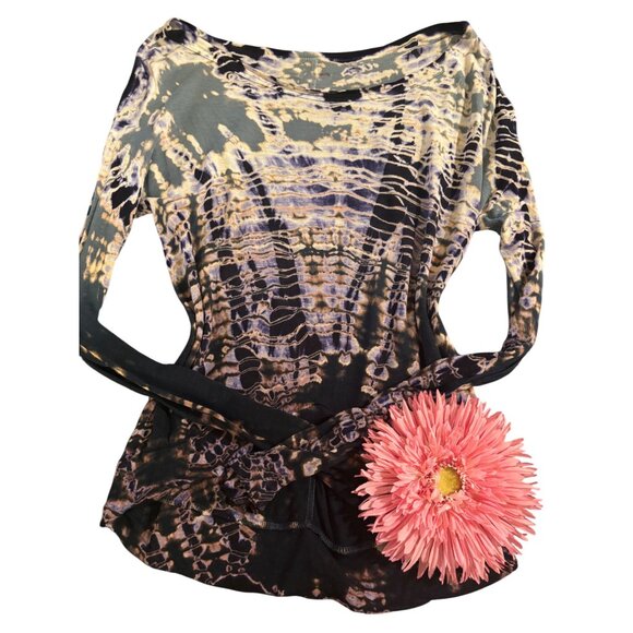 Hard Tail Forever XS Tie-Dye Long Sleeve Rayon & Linen Open Back Top Made In USA - Picture 10 of 11